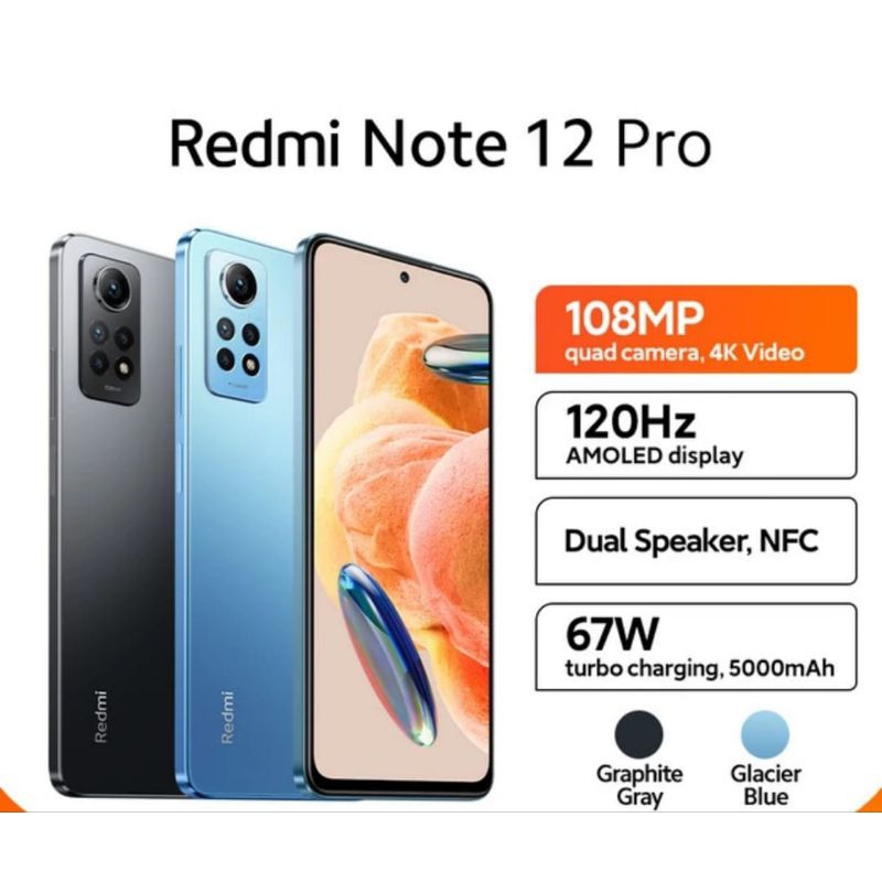 XIAOMI REDMI NOTE 12 PRO 4G RAM 6/128 GB - RAM 8/256 GB GARANSI RESMI XIAOMI