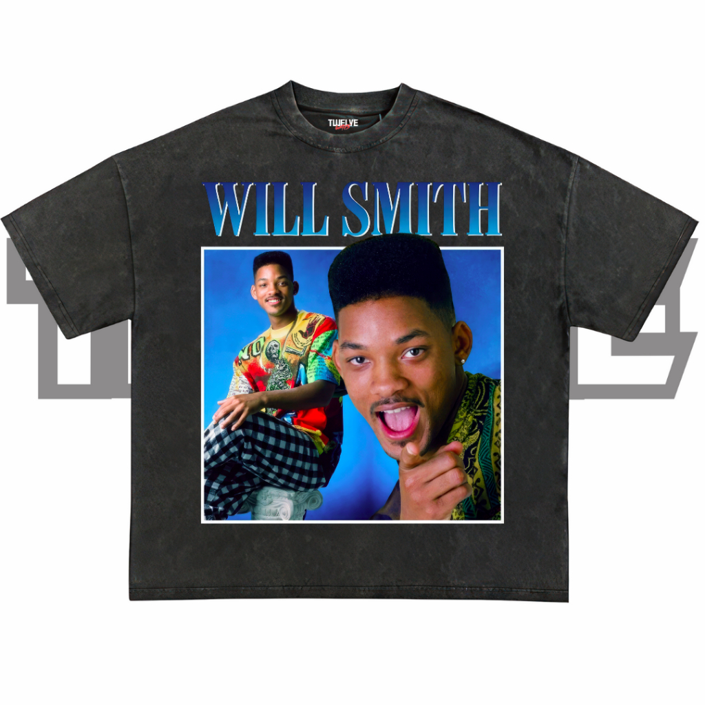 WILL SMITH Oversize T-Shirt | Wash Hitam | Kaos Aesthetic | Atasan Pria Wanita | Baju Cowo Cewe Unis