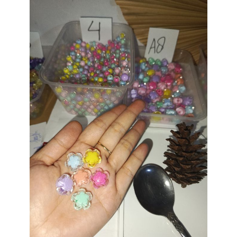 MANIK SEROK AKRILIK BENING ISI MOTE SEROK BENING AKRILIK KUPU BULAT KELOPAK BINTANG LOVE