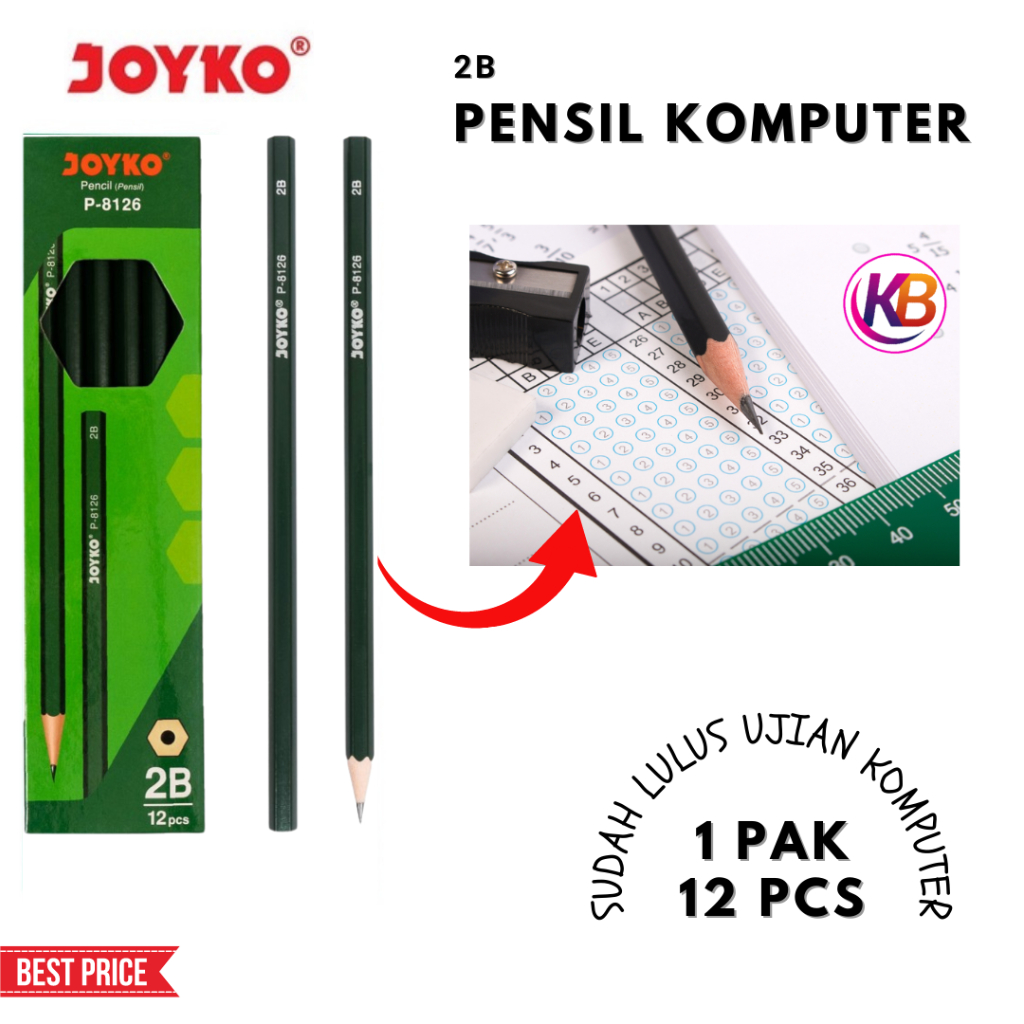 

Pencil Komputer 2B / Pensil Kayu 2B Joyko P-8126 Hijau 12 Pcs / Toko Gemilang