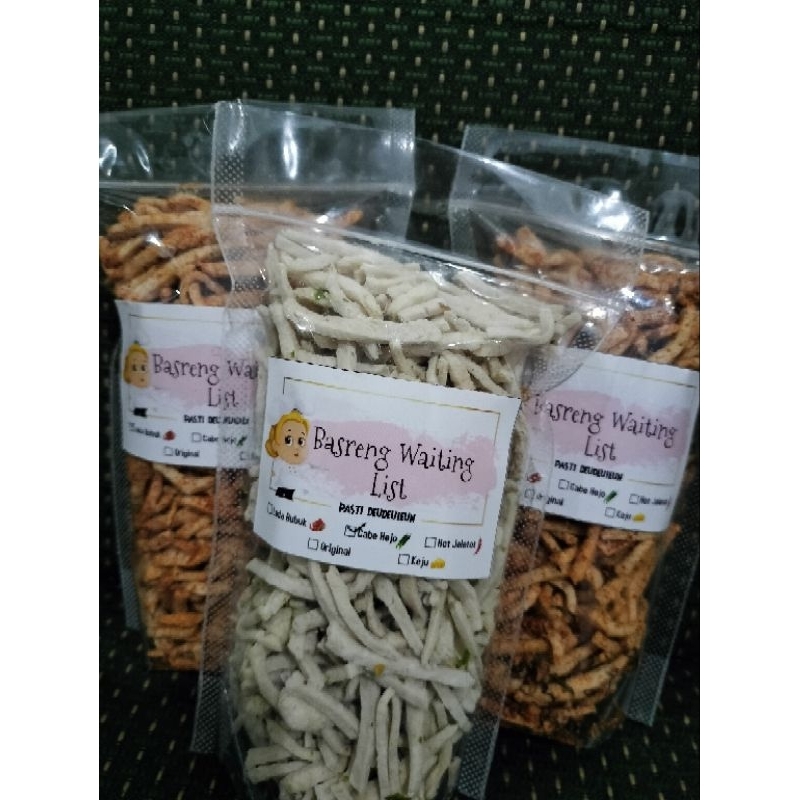 

BASRENG WAITING LIST 110-120GR ORIGINAL, KEJU, BALADO, CABE HEJO, LADA BUBUK, HOT JELETOT