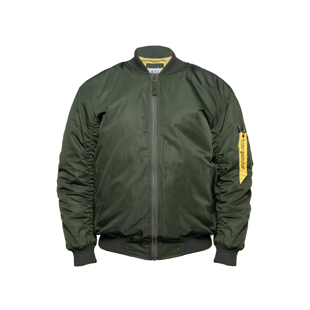 WJS - Workers Junior Stuff Jacket Bomber Warna Hijau Army Gelap Jaket Militer Jaket Tebal Jaket Wate