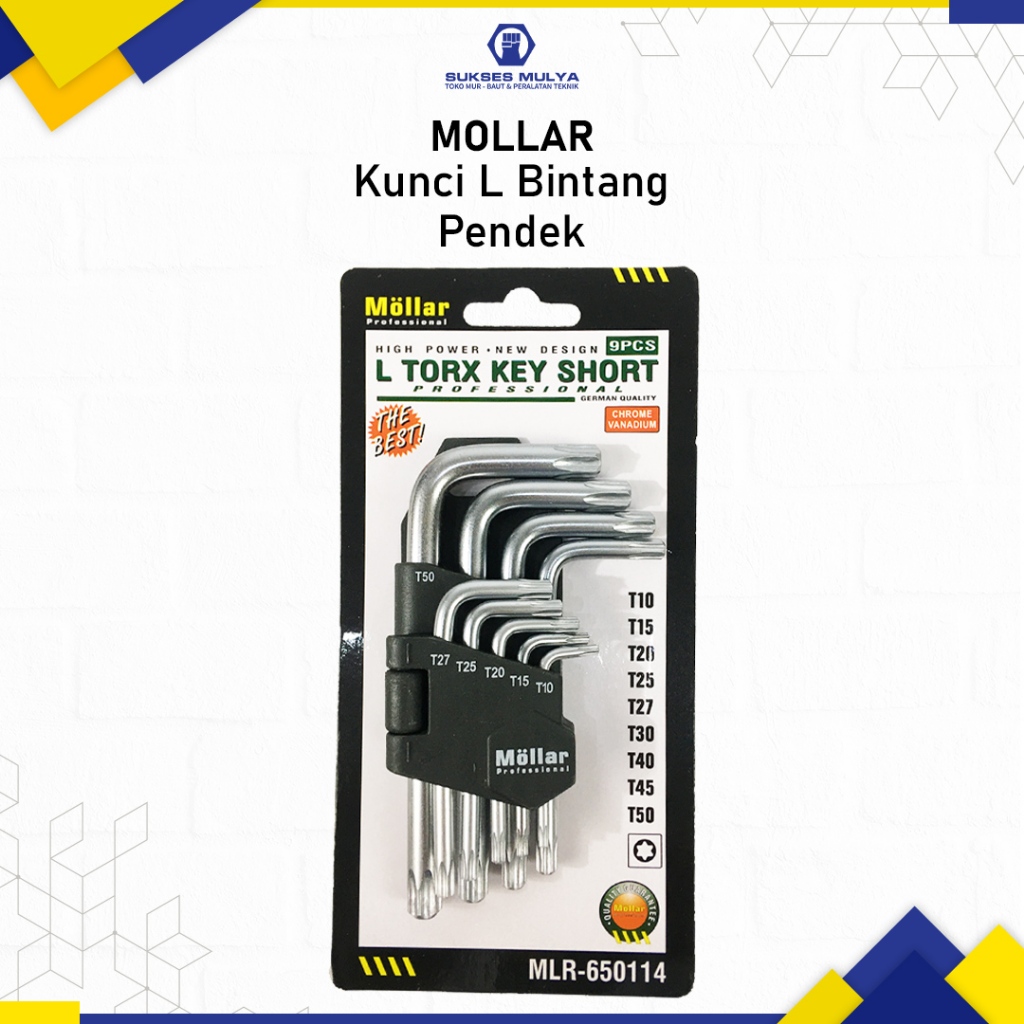 MOLLAR Kunci L Set 9 pcs Bintang Pendek