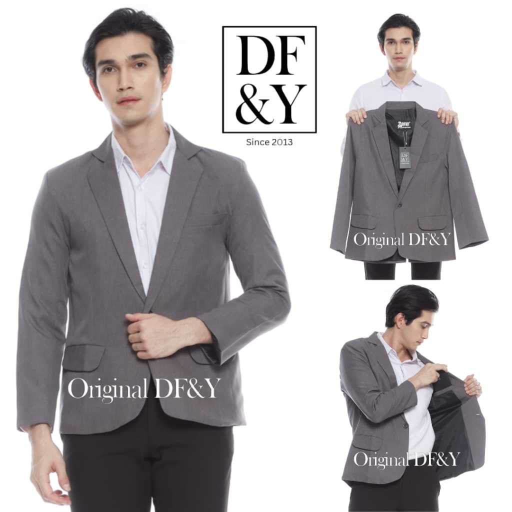 PRYZA Jas Blazer Pria Casual Hitam/Abu/Putih/Navy Polos Original DF&Y / Jas Blazer Kerja Kantor