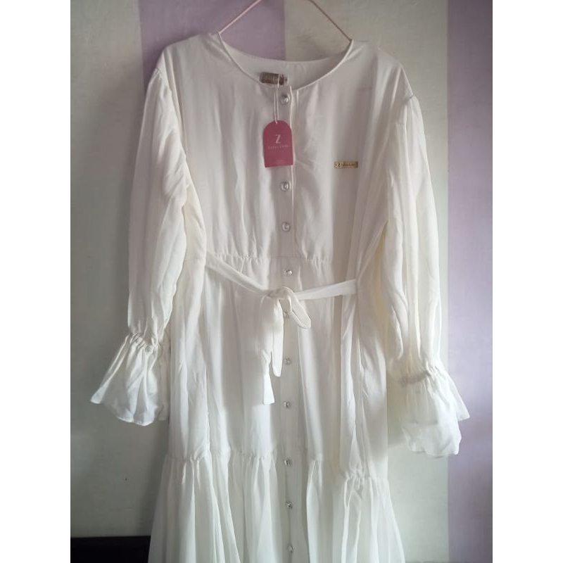 Alesha Dress Gamis Wanita Putih
