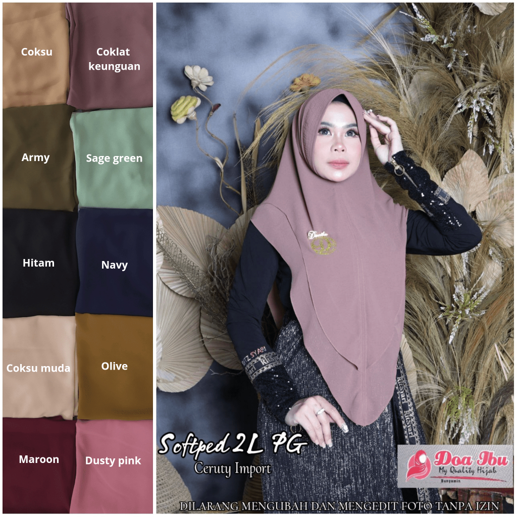 JILBAB INSTAN SOFT PET POLOS CERUTI 2 LAYER PRESS GOLD DOA IBU DOI HIJAB