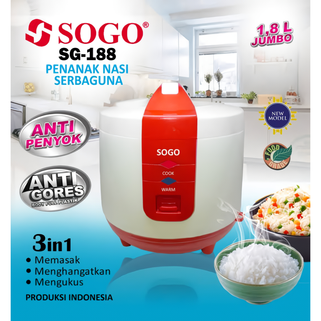 Rice Cooker Sogo SG-188 400 Watt