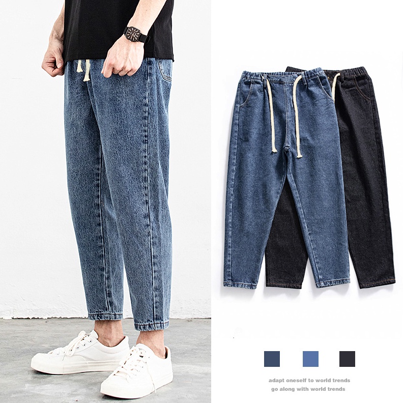 1212 FLASH SALE Baggy pants cowok Celana jeans pria korean style celana gombrong pria loose jeans pi