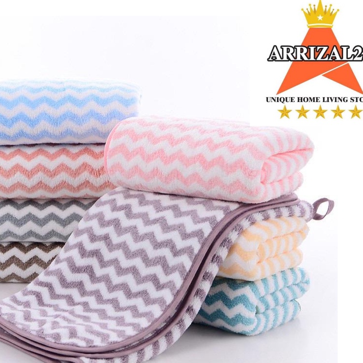 Super Laris HANDUK MANDI TOWEL ZIGZAG SALUR DEWASA MICROFIBER SUPER LEMBUT