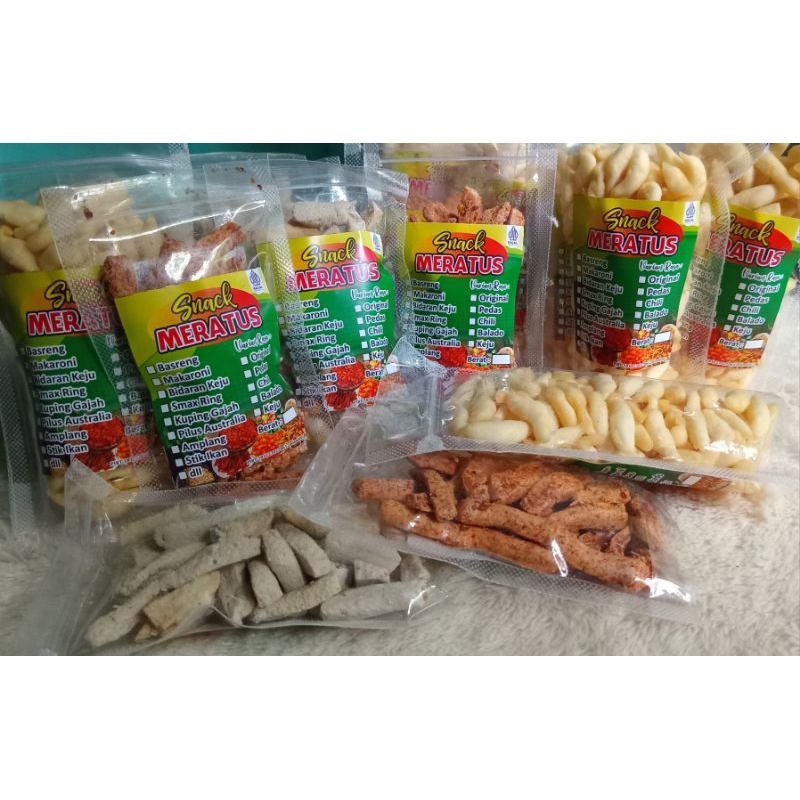 

SNACK MERATUS SERBU = SERBA LIMA RIBU | BASRENG | BIDARAN KEJU | MAKARONI PIPA | DLL