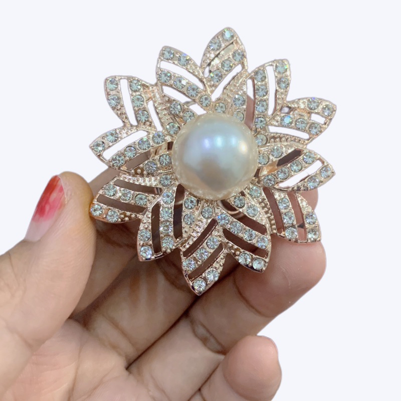Bross Cincin Besar Model Bunga Mutiara Premium / Bros cincin hijab / bros jilbab / beoss kolong