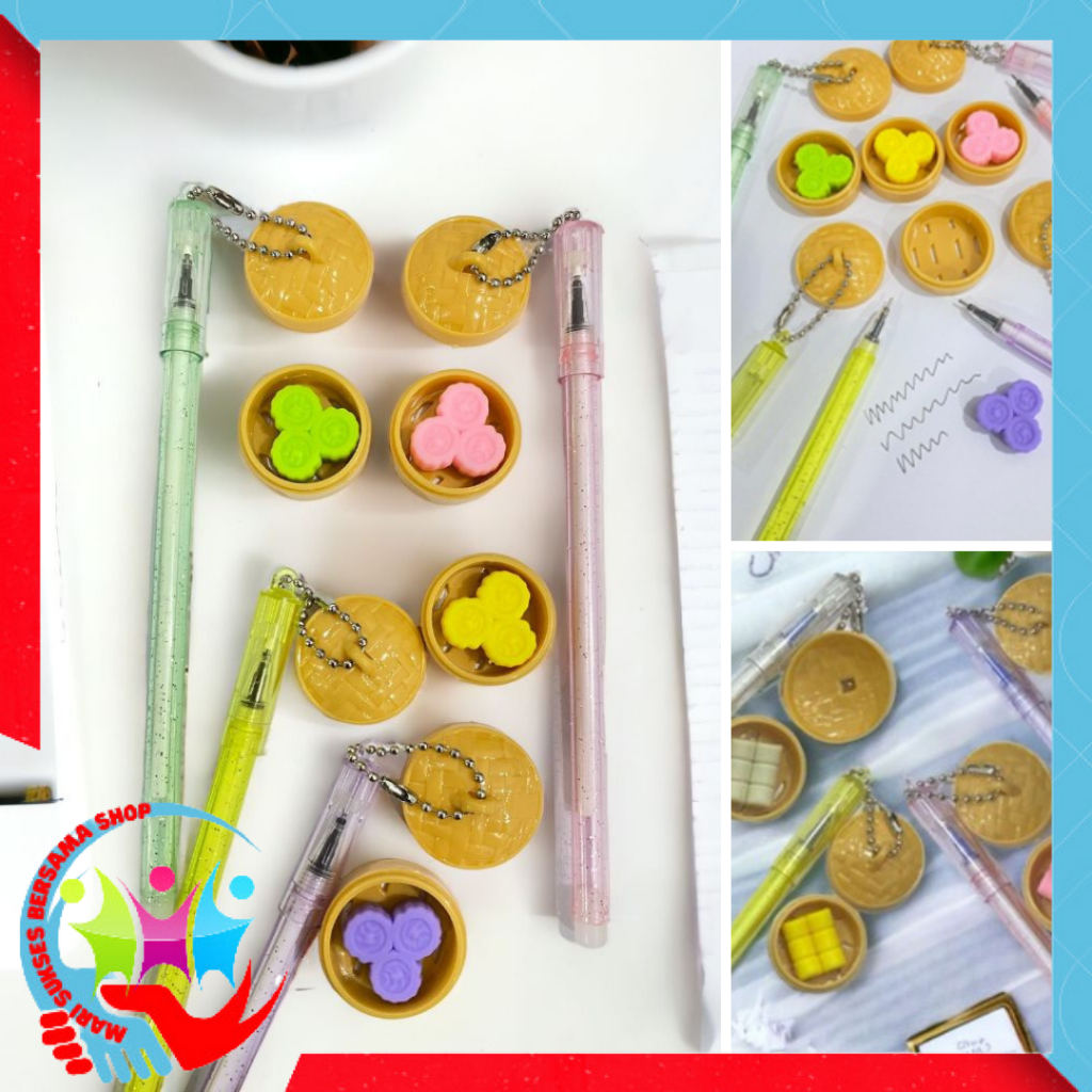 

MSBS Pena Gantungan Bapao Pulpen Lucu Gantungan Dimsum Mantou Blue Ink Gel Bisa di Hapus Bolpoin Tinta Gel Cair Erasable Pen Pulpen Gantungan Makanan Lucu
