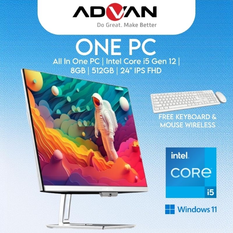 All In One PC i5 Advan One PC Intel Core i5 Gen 12 8GB 512GB All In One Advan
