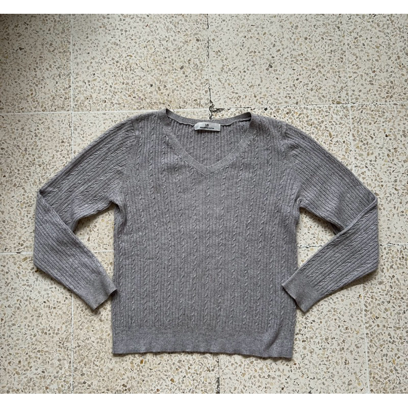 Grey cable knit sweater rajut kepang korea