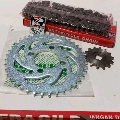 GEAR SET RANTE BLITZ//GIR DEPAN+BELAKANG RANTAI KAWASAKI BLITZ R JOY EDGE KAZE R ZONE ZX 130 428-13T