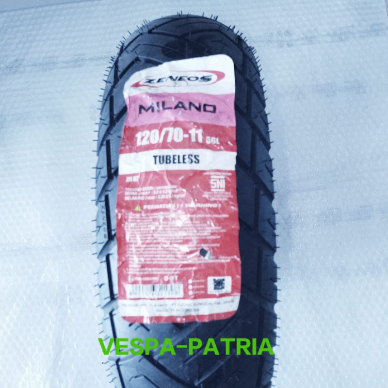 Ban Zeneos ukuran 120/70 ring 11 Ban depan Vespa Primavera 3V