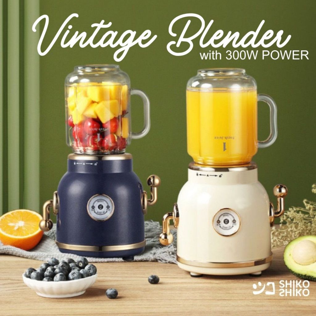 BLDvg ECX Vintage Juicer Retro blender Stainless 300W Gelas Kaca Classic Elegant 400ml