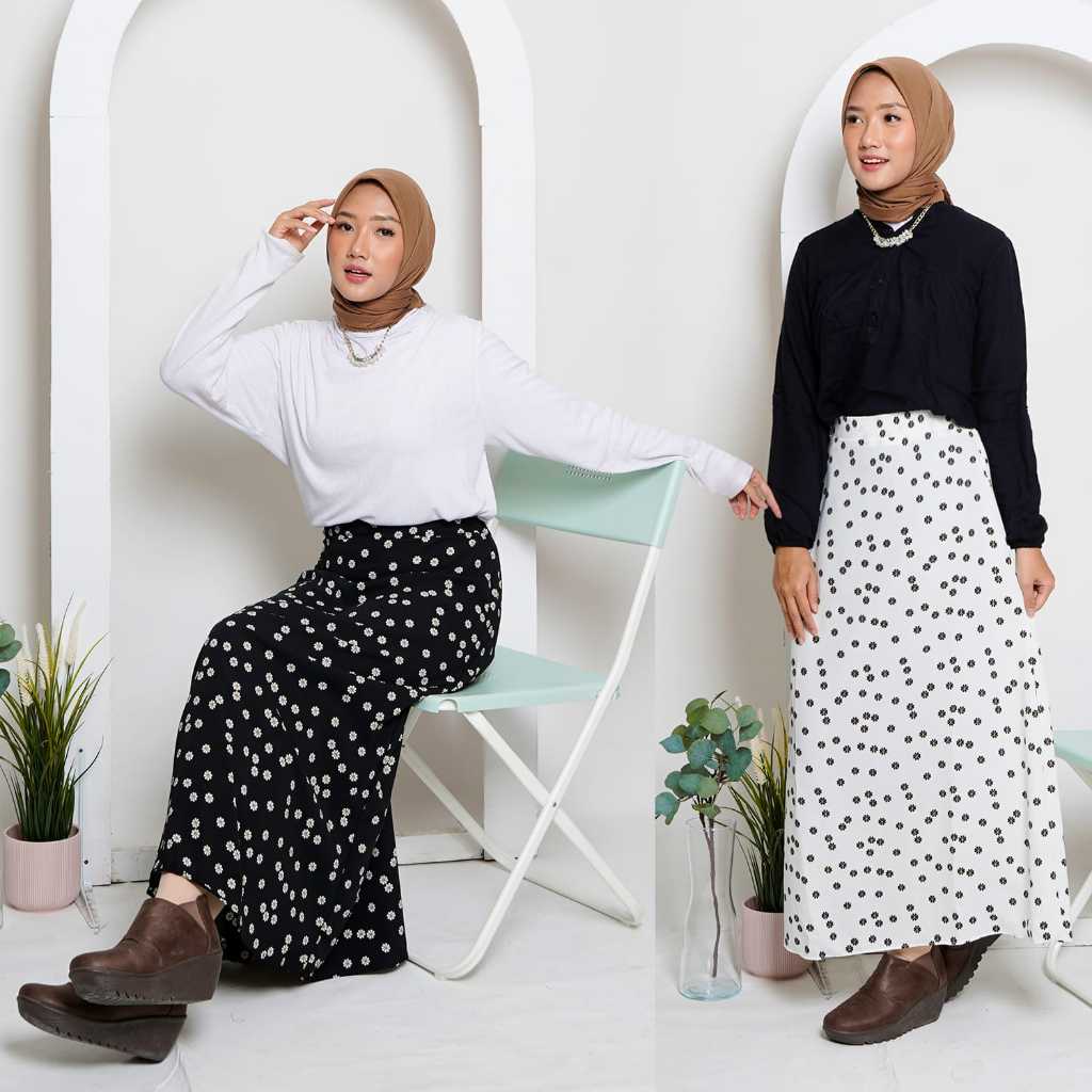 	 ROK DAISY SKIRT KOREA A-LINE/ROK MOTIF BUNGA/ROK PANJANG WANITA L-XL-XXL	