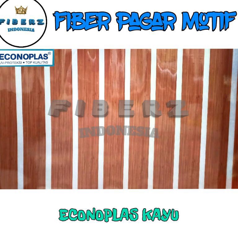 Serbuu ECONOPLAS  Fiber Plastik Penutup Pagar Motif KAYU Meteran