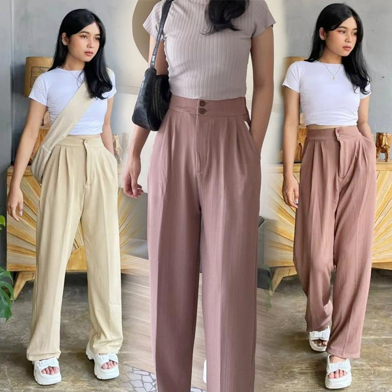 Celana Kulot Highwaist Daily Wanita JENNIE PANTS KNIT Premium Cullote Highwaist Panjang Kekinian