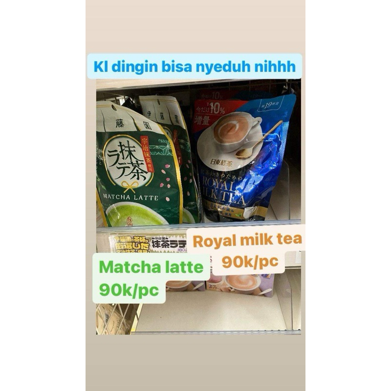 

mactha latte dan royal milk tea asli jepang 90k/pcs
