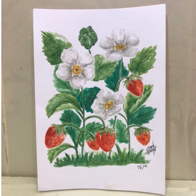 

Lukisan Set Bunga/Buah Flora Art Painting Watercolor Gouache Akrilik ukuran a5 (HANDMADE)