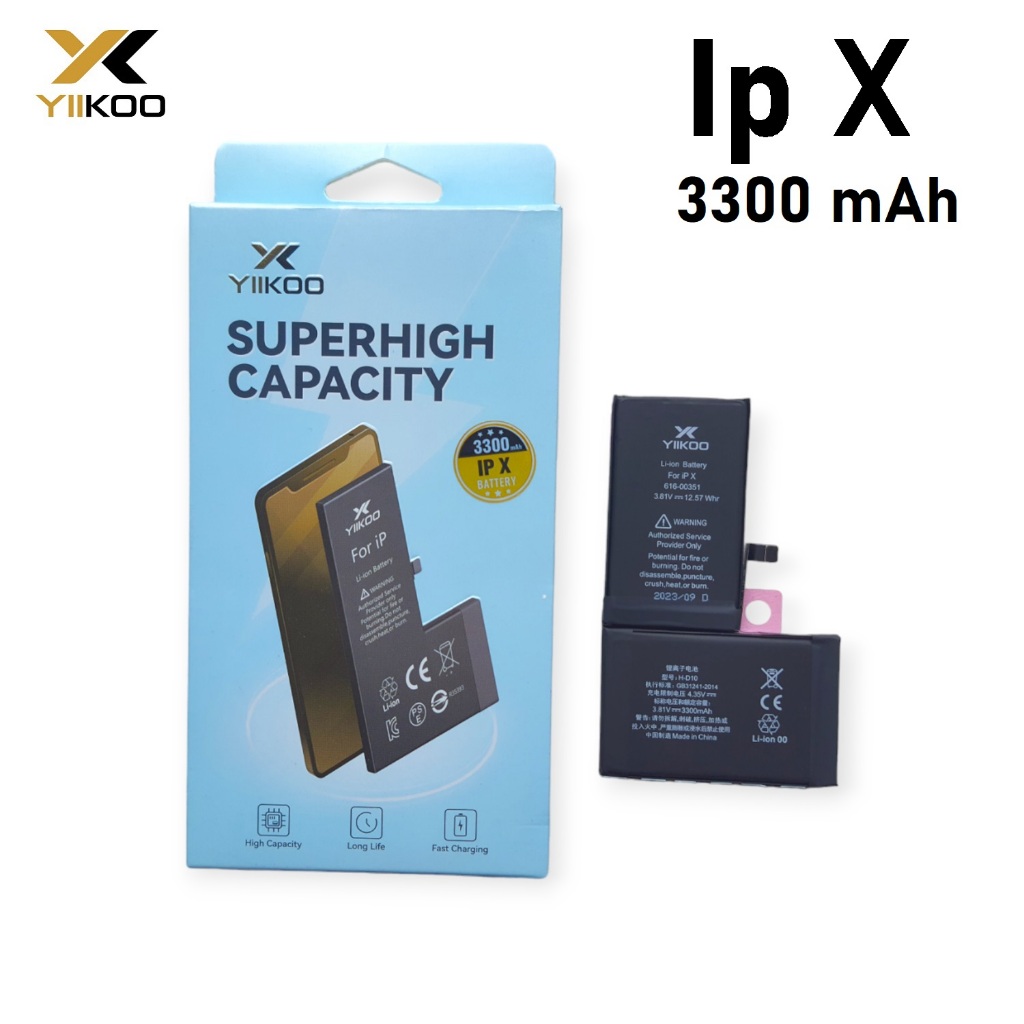 YIIKOO Baterai Iphone X High Capacity Battery Batre Batrai Dual Double Power HP Handphone Ip Ori Ori
