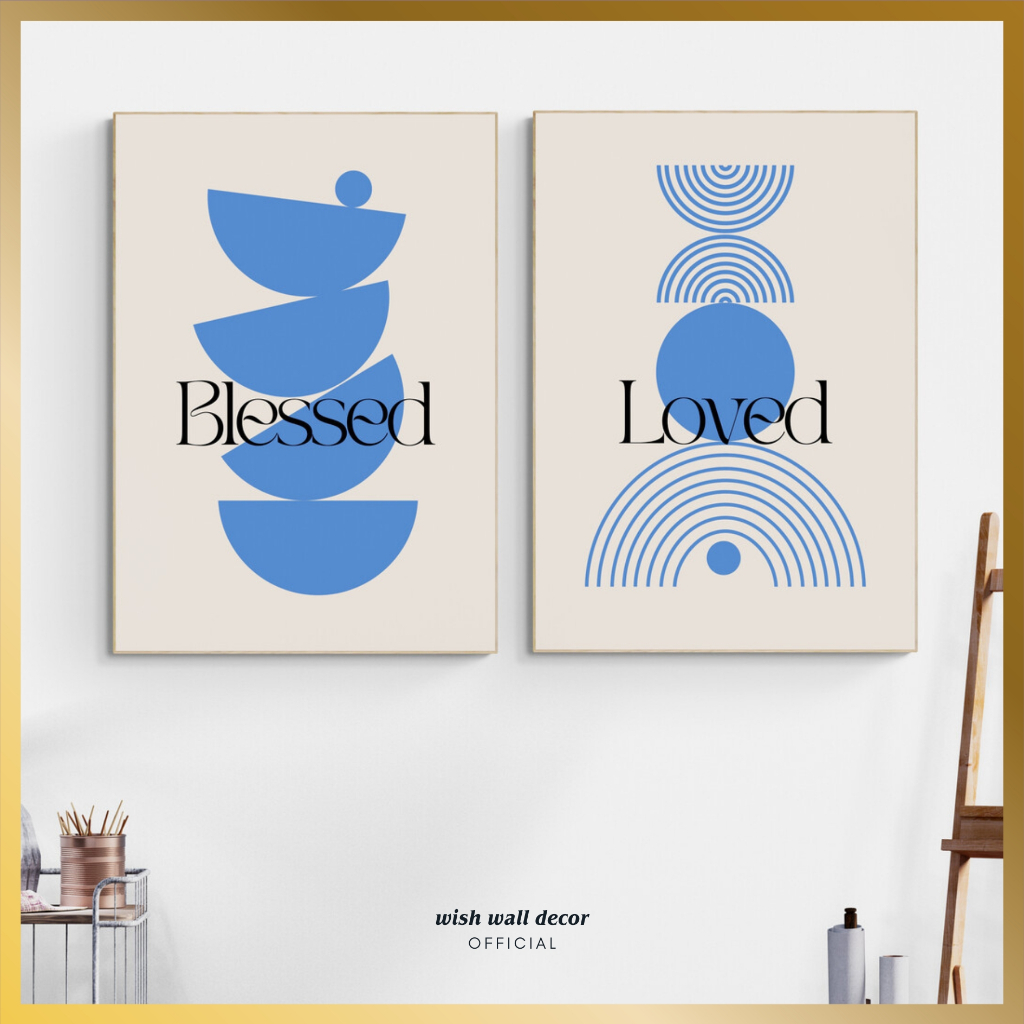 Hiasan Dinding Dekorasi 20x29 cm Aesthetic Biru Pastel - Pajangan Dinding Ruang Tamu Motif Abstrak -