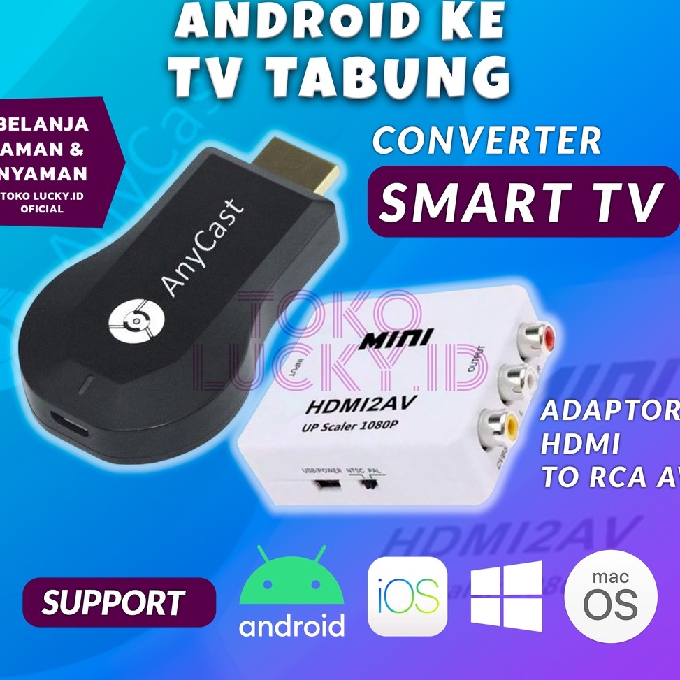 HDMI Dongle Anycast Converter MINI HDMI2AV HP ke TV RCA AV ADAPTOR 18P