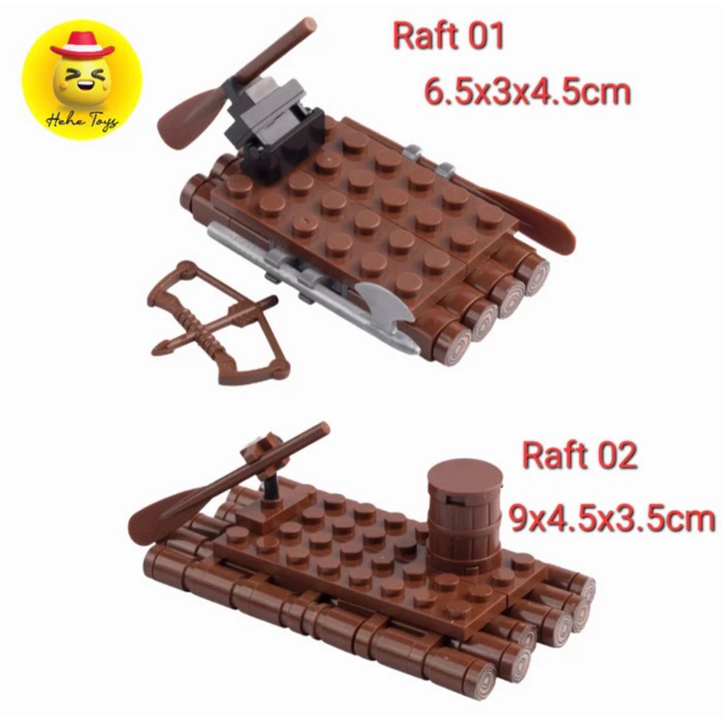 Mainan balok raft rakit MOC medieval brick block