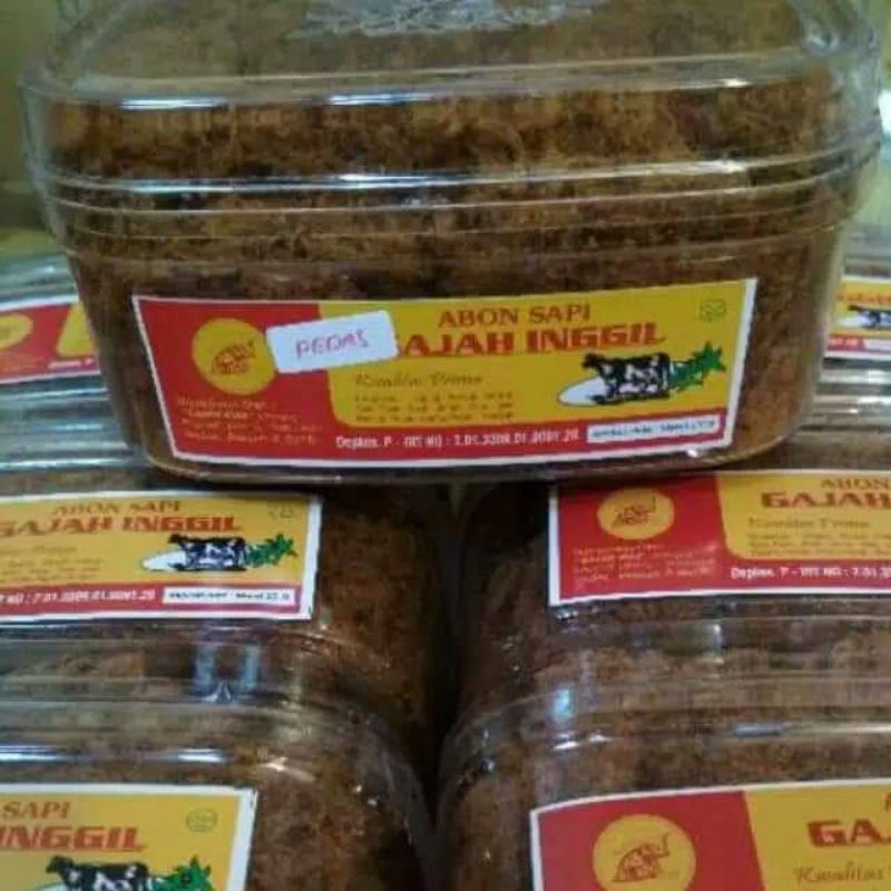 

Abon sapi gajah inggil asli boyolali kemasan toples 250gr PEDAS