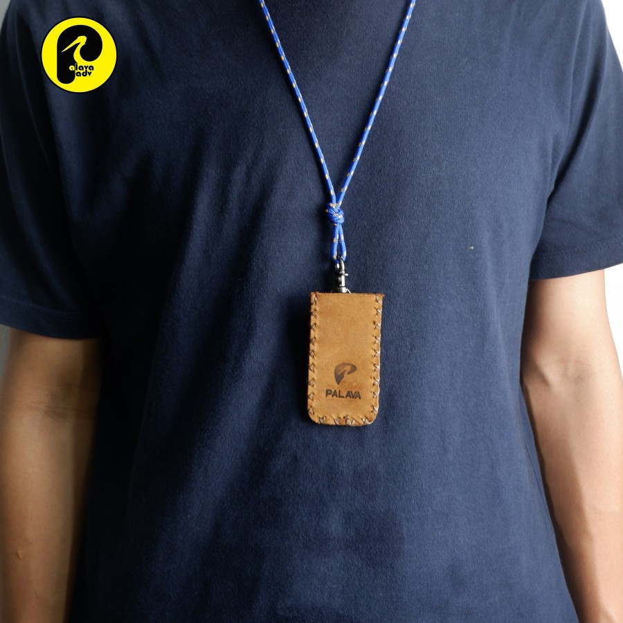 KOZHA tempat korek api kulit asli handmade gantungan dengan tali palava adv