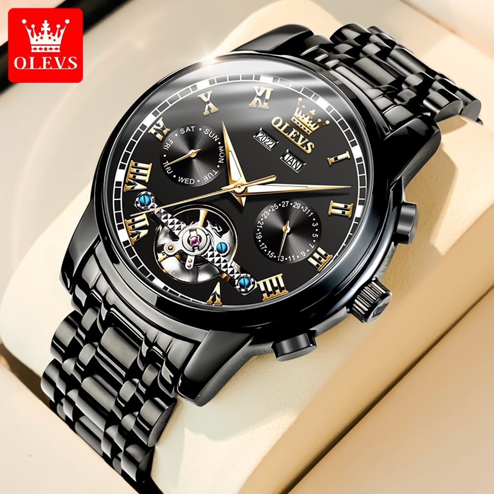 OLEVS Jam Tangan Automatic Pria Anita Air Origina Otomatis Mekanik Tahun Date Tourbillon Luminous Hi