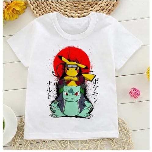 Herlin Collection_Kaos Atasan Kekinian Pokemon GO Pikachu dan Squirtle_Kaos Anak dan Dewasa