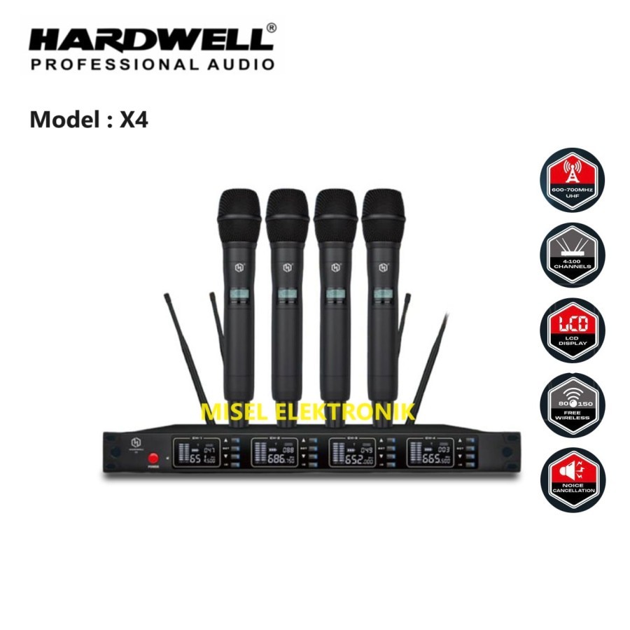 Microphone Wireless Four Channel Hardwell X4 Handheld