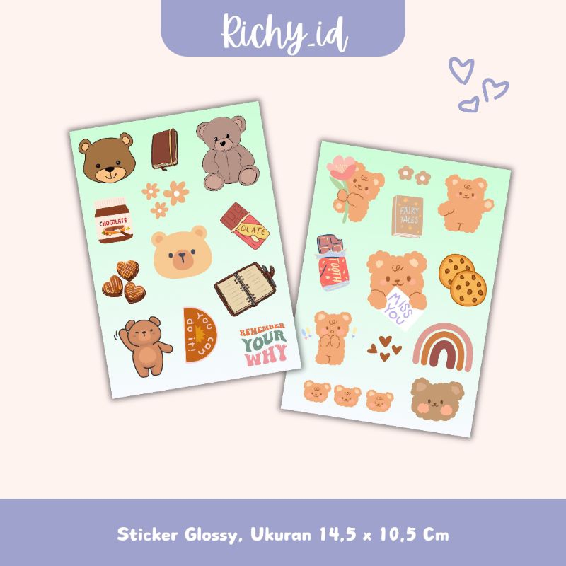 

stiker motif beruang lucu / sticker karakter beruang / stiker jurnal lucu