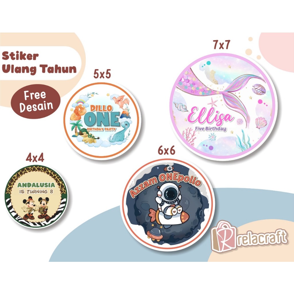 

Stiker ulang tahun anak custom premium/souvenir