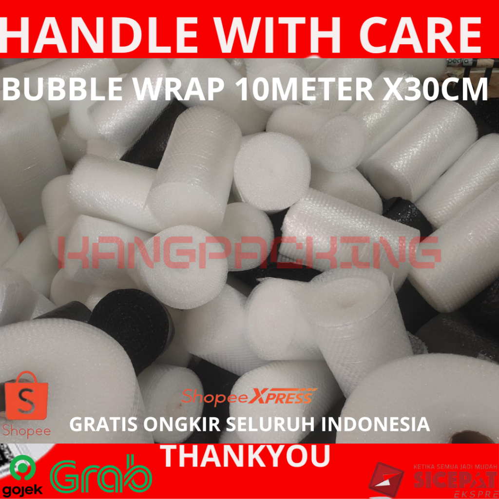 

Bubble Wrap roll 10M X 30 CM Hitam & Bening (Kuat Tebal Termurah ) bening plastik bubble wrap