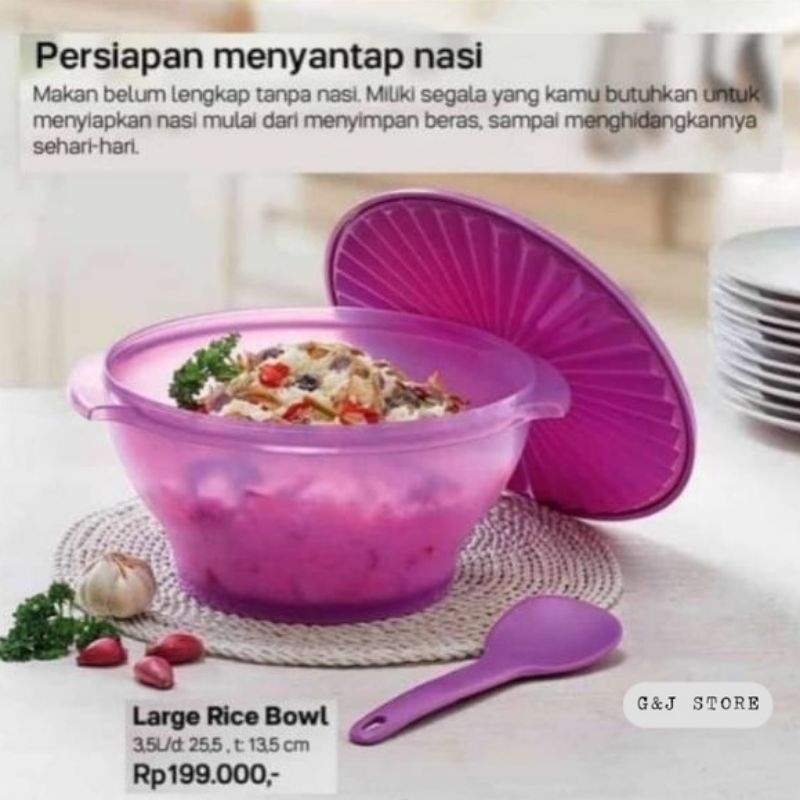 Tupperware Original Promo Large Rice Bowl Ungu| Mangkok Nasi 3,5 liter