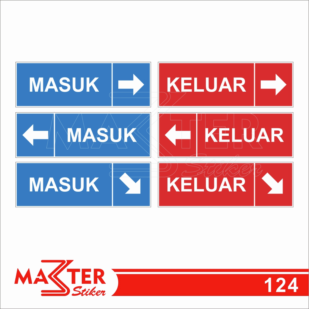 

124 - Stiker Petunjuk Arah Masuk dan Keluar, Sticker Vinyl, Tahan Air, Termurah, dan Bisa Custom