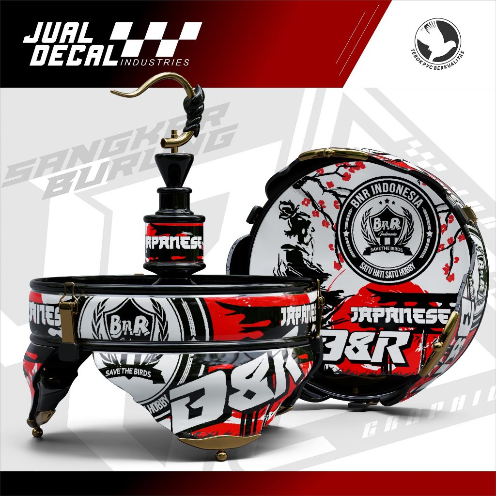Stiker Sangkar JAPAN BNR Decal Tebok Burung Lovebird Love Bird Kandang Bulat Variasi