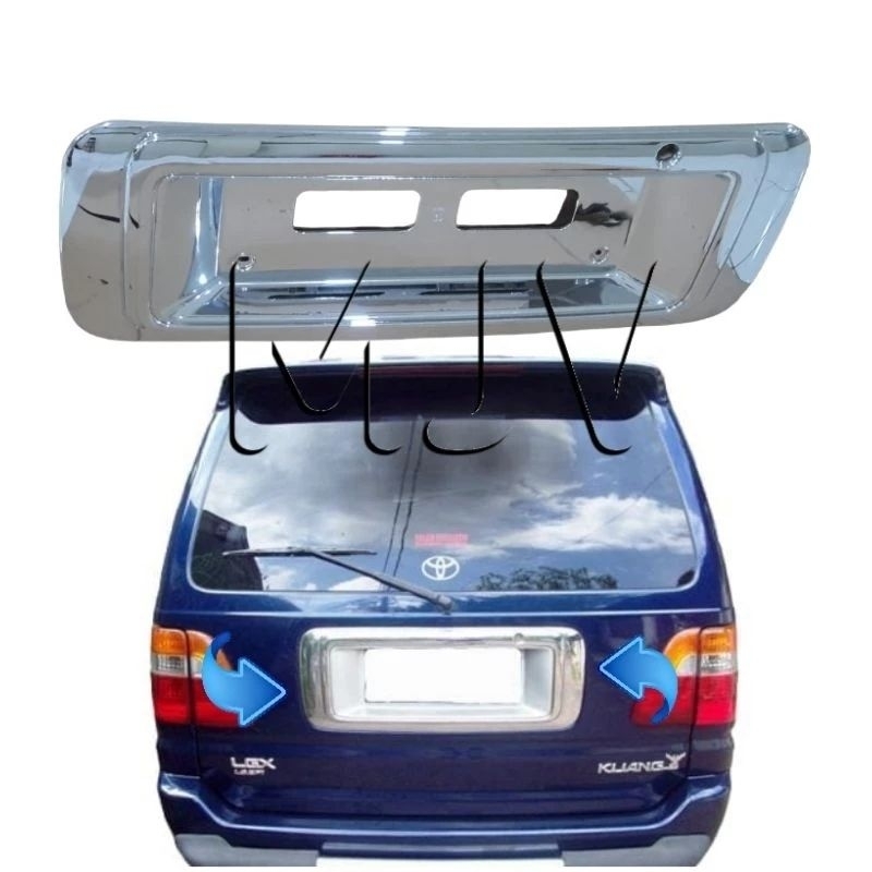 ORNAMENT LIS LIST BAGASI BELAKANG PLAT NOMOR KIJANG KAPSUL CHROME