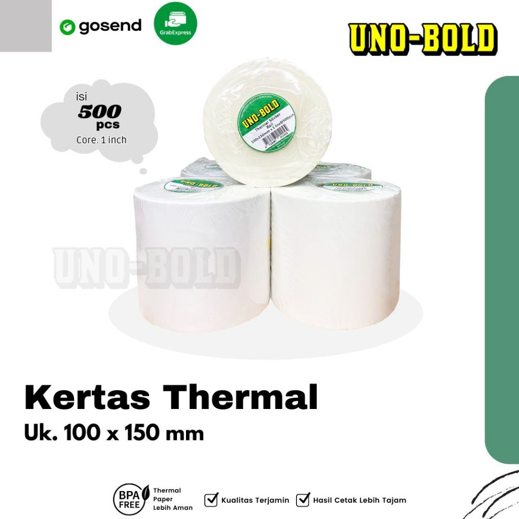 

Kertas Termal & Continuous Paper Thermal 100 X 150 mm 100x150 4x6" isi 500pcs ukuran A6