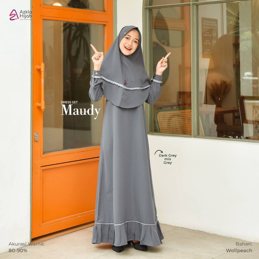 GAMIS SET LEBARAN MAUDY SIze Anak & Dewasa Ori By Azkia Hijab