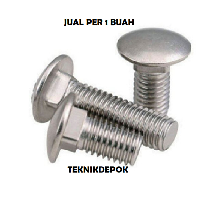 Baut Bemper CB M 6 x 15 mm Carriage Bolt Baut Payung Chrome Mushroom Bolt M 6 X 1.5 cm Baut Bamper P