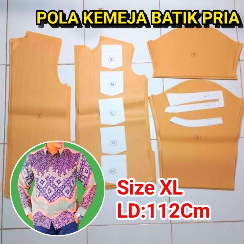 Pola Kemeja Pria Reguler Fit (Size XL)