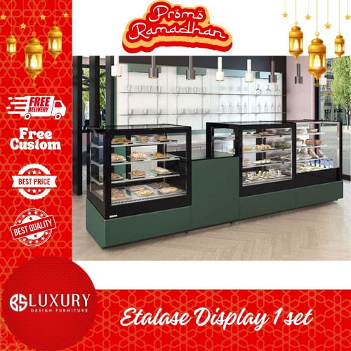 Showcase Counter Etalase Kaca Display Makanan Etalase Toko Roti Kue dan Meja Kasir