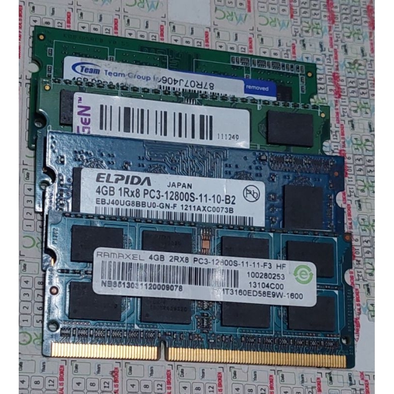 RAM LAPTOP DDR3 4GB  TEAM Elit Vgen Elpida RAMAXXELPC 10600 12800