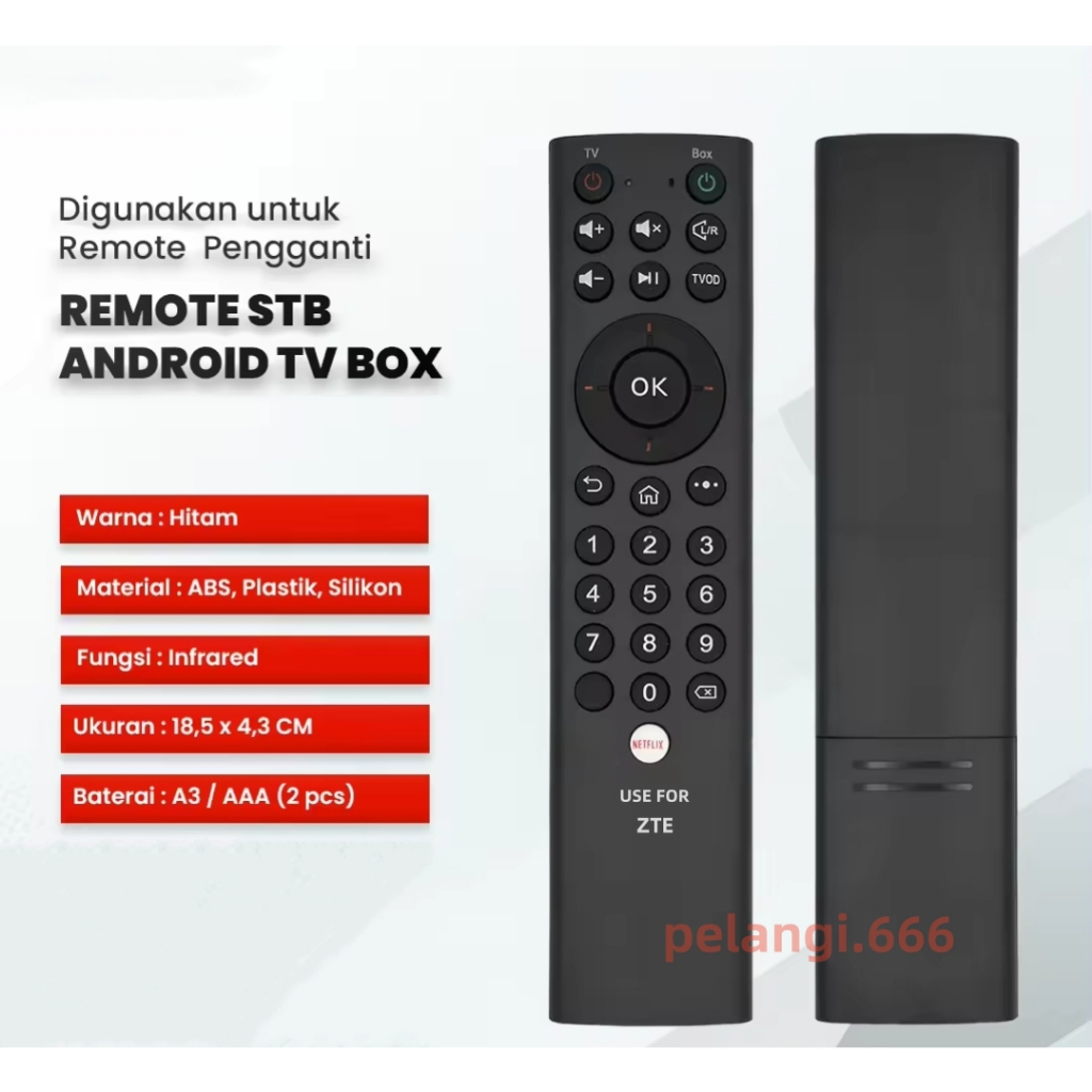 (STB 004) Remot Remote untuk STB Indihom ZTE ZXV10 B860H-V5 B760H IR Non Voice /  Set Top Box Android TV Box ZTE Usee TV B860H