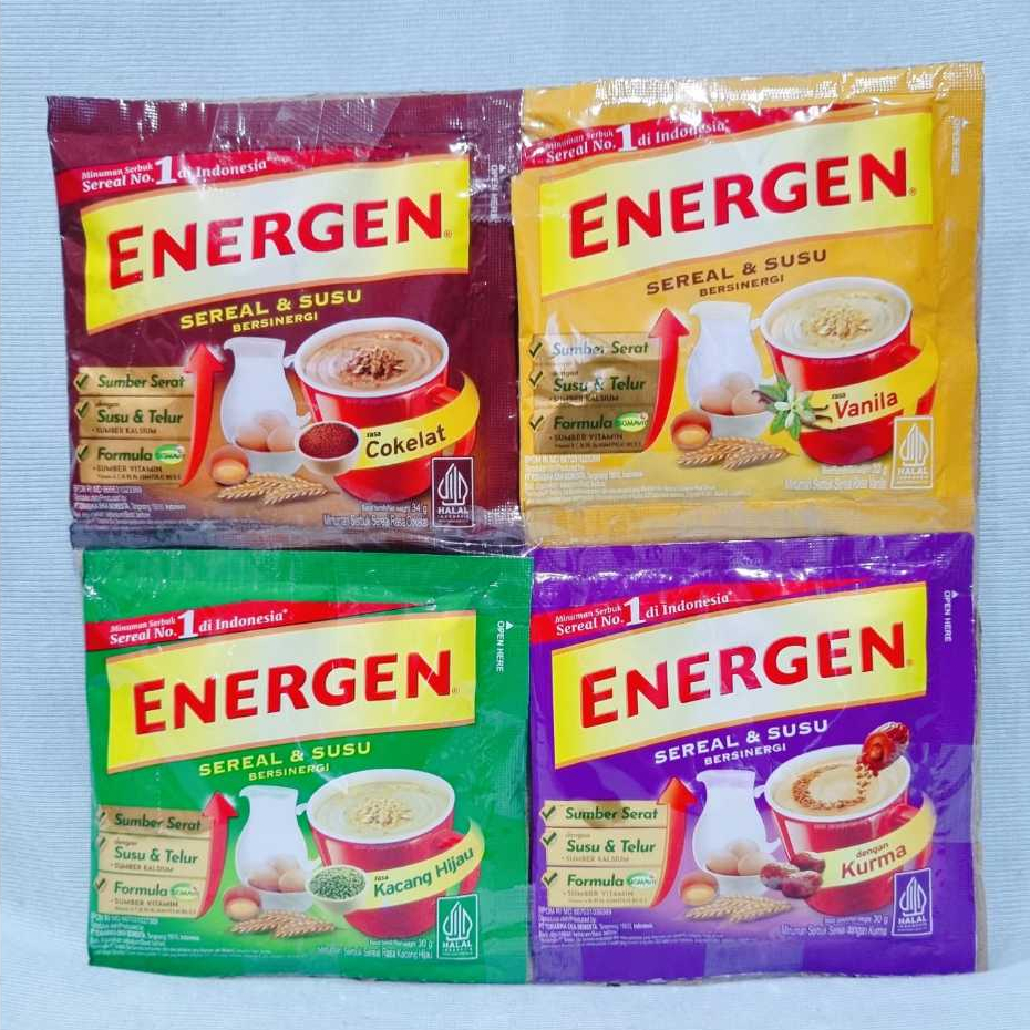 

Energen Sereal dan Susu Vanilla / Coklat / Kacang Hijau / Kurma / Jahe / Champion (1 Pcs)